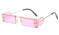 Women's Retro Rectangle 'One Piece' Metal Sunglasses