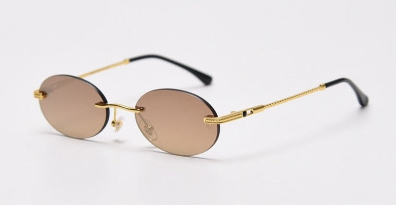 Women's Rimless Oval 'Visenza' Metal Sunglasses