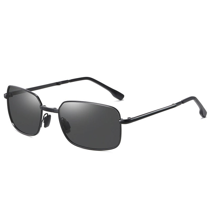 Unisex Polarized Rectangular Folding 'Bambie Shades' Metal Sunglasses