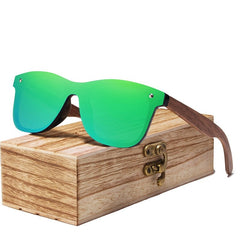 Men's Polarized 'Wallnut' Wood Mirror Sunglasses