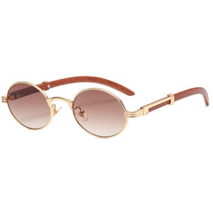 Men's Classic Round 'Peaky' Metal Wood Sunglasses