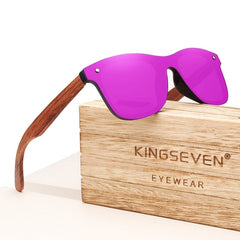 Unisex Vintage Square 'Beach Animal' Wooden Sunglasses