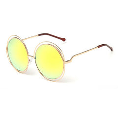 Women's Vintage Oversize Round 'Totoro' Metal Sunglasses