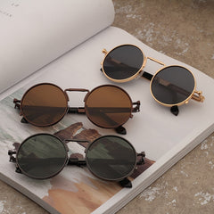 Unisex Round Vintage' Vent' Alloy  Sunglasses