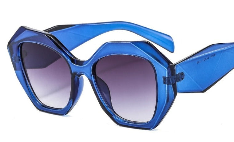 Women's Hexagon Gradient 'Midnight Shadow' Plastic Sunglasses