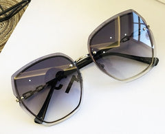 Women's Oversized Rimless Square 'Ashanty' Metal Sunglasses