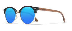 Women's Semi Rimless Round 'Wyndham' Wooden Sunglasses