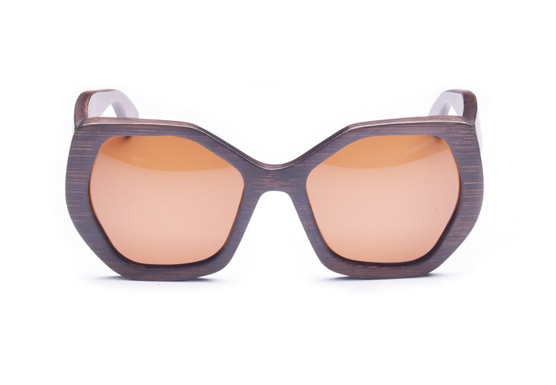 Men's Hexagonal 'Skittles' Wooden Bamboo Sunglasses