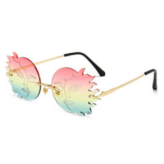 Women's Rimless Sun 'Flames' Metal Sunglasses