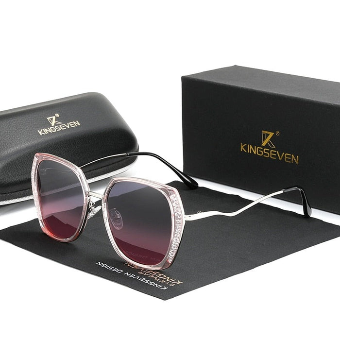 Women's Oversized Square Polarized Luxury 'Stare Gal' Plastic Sunglasses
