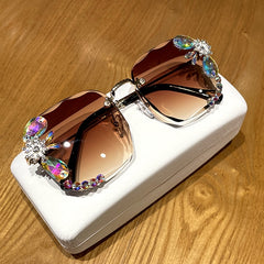 Women's Square 'Floral Eye Wear' Metal Sunglasses