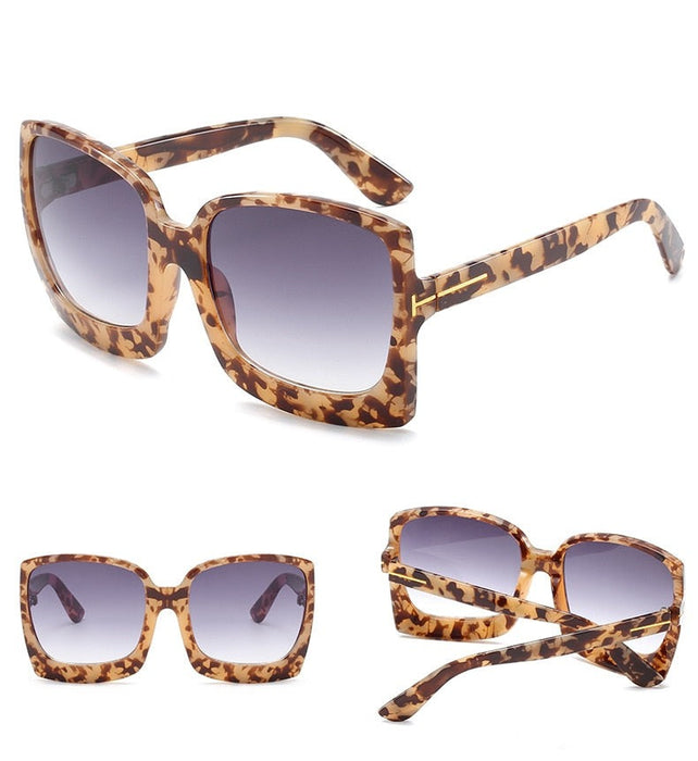 Women's Oversized Vintage 'Cheetah' Plastic Sunglasses