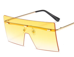 Women's Rimless Oversized Square 'Mermaid' Metal Sunglasses