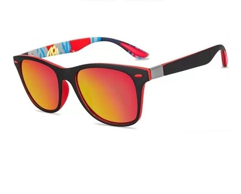 Men's Square "Red Tail" Retro Sunglasses