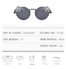 Unisex Round Vintage' Vent' Alloy  Sunglasses