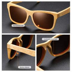 Men's Natural Wooden Bamboo 'Higher' Oval Sunglasses