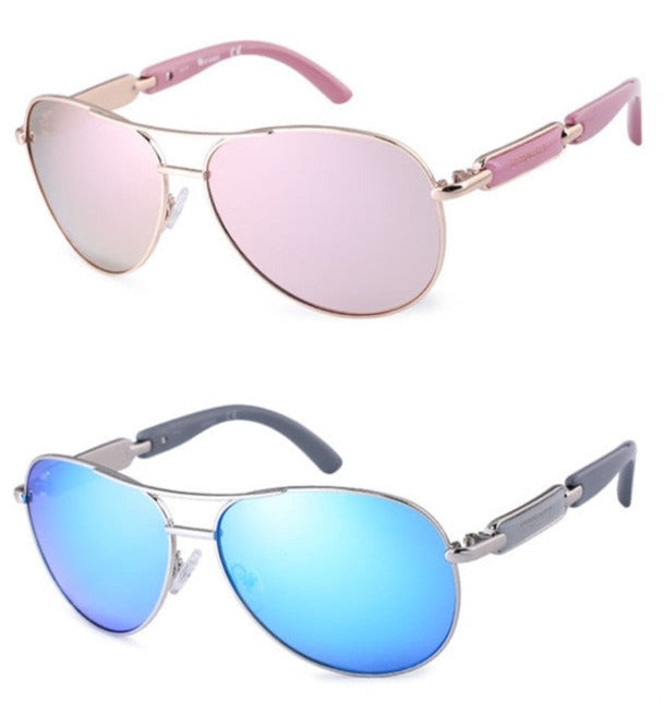 Women's Polarized Pilot 'Pink Panther' Metal Sunglasses