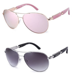 Women's Polarized Pilot 'Pink Panther' Metal Sunglasses