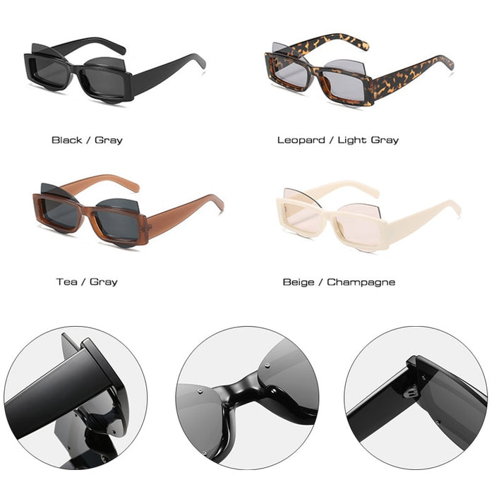 Unisex Unique Rectangular 'Sun Fun' Rimless Sunglasses