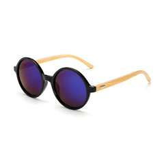 Unisex Round Plastic 'Sylvio' Wooden Sunglasses