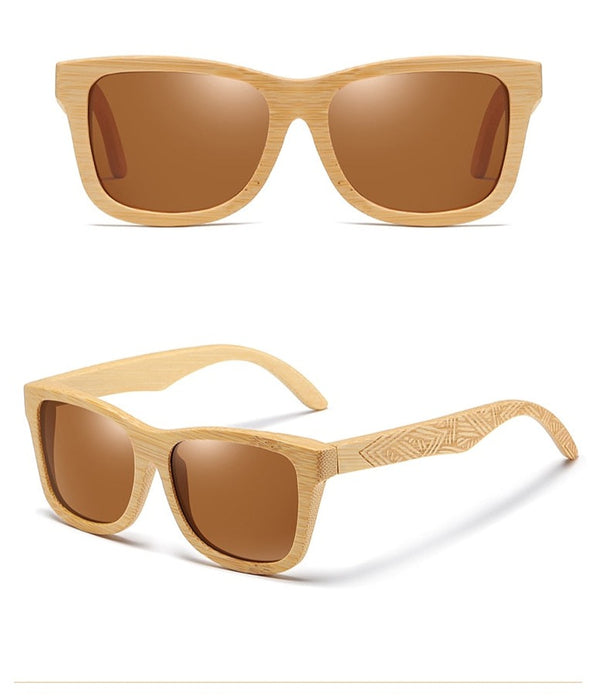 Men's Natural Wooden Bamboo 'Higher' Oval Sunglasses