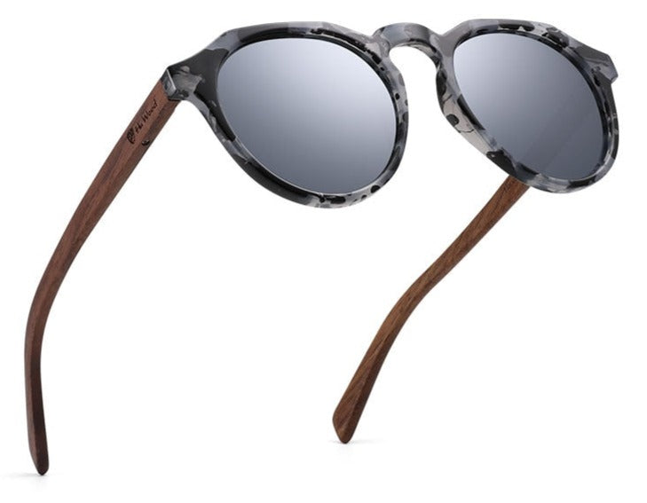 Women's Polarized Round 'Grenna' Wooden Sunglasses