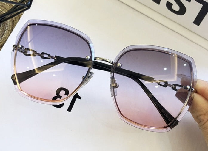 Women's Oversized Rimless Square 'Ashanty' Metal Sunglasses
