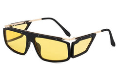 Women's Retro Rectangle 'One Piece' Metal Sunglasses