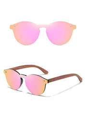 Unisex Retro Wood 'Hundred's' Sunglasses