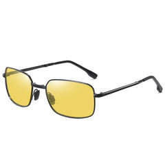 Unisex Polarized Rectangular Folding 'Bambie Shades' Metal Sunglasses