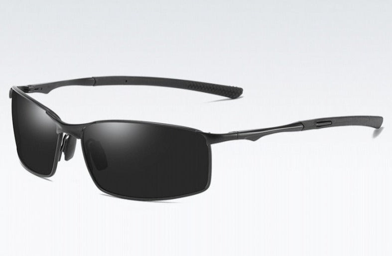 Men's Polarized Aviator Rectangle 'Captain General' Metal Sunglasses