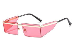 Women's Small Rectangle Rimless 'Vani Pink' Metal Sunglasses