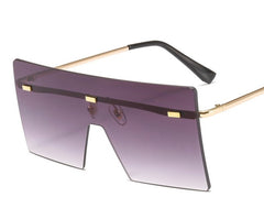 Women's Rimless Oversized Square 'Mermaid' Metal Sunglasses