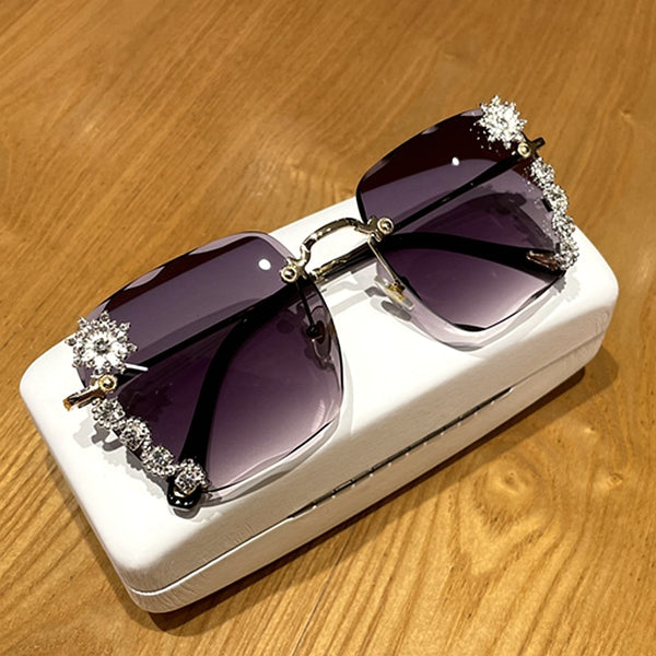 Women's Square 'Floral Eye Wear' Metal Sunglasses