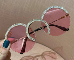 Women's Oversized Round 'Abbess' Metal Sunglasses