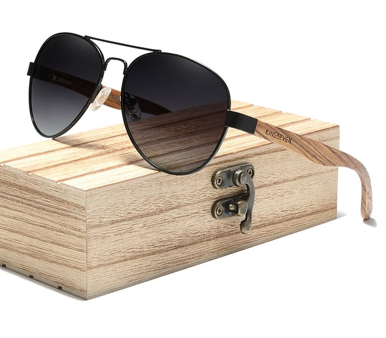 Men's Pilot Polarized 'Go 4 ' Wooden Sunglasses