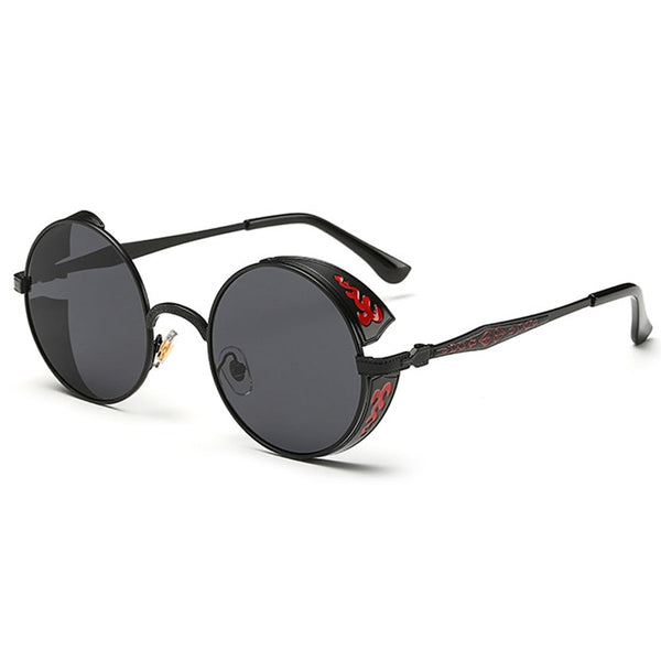 Men's Round Classic 'Steampunk' Plastic Sunglasses