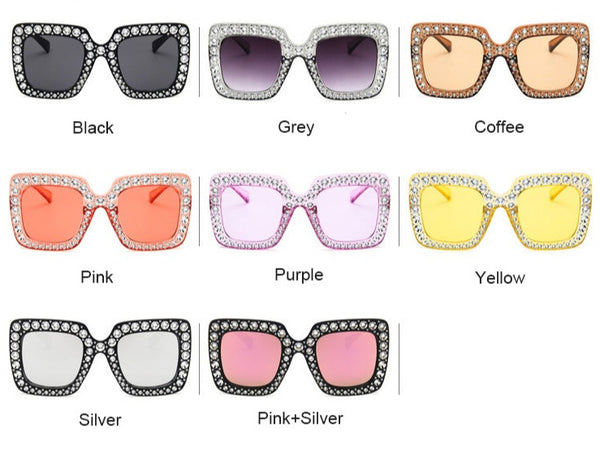 Women's Oversized Square 'Dazzled' Vintage Sunglasses