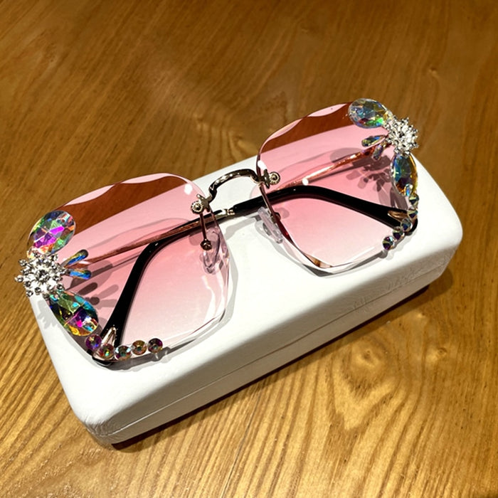 Women's Square 'Floral Eye Wear' Metal Sunglasses