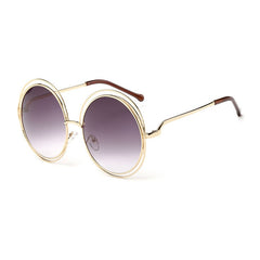 Women's Vintage Oversize Round 'Totoro' Metal Sunglasses