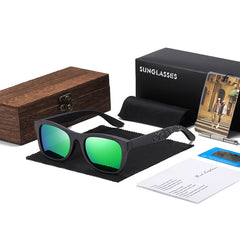 Men's Polarized Square 'Block' Wooden Sunglasses