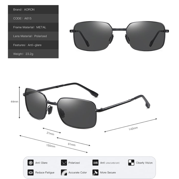 Unisex Polarized Rectangular Folding 'Bambie Shades' Metal Sunglasses