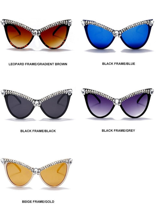 Women's Oversized Cat Eye 'Lady Diamond' Plastic Sunglasses