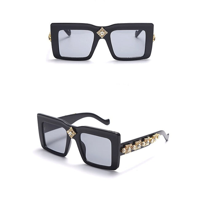 Women's Square 'Black Ski Mask' Plastic Sunglasses