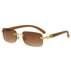 Men's Rimless Square 'I'm back' Wooden Sunglasses