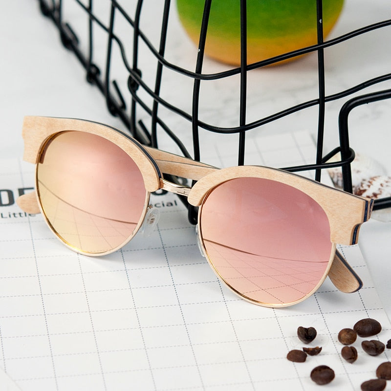 Unisex Polarized Round 'Headster' Wooden Sunglasses