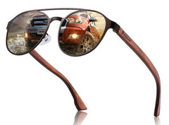 Women's Polarized Round 'Zappini ' Wooden Sunglasses