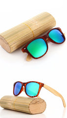 Men's Wooden Bamboo 'Caroline' Wayfarer Sunglasses