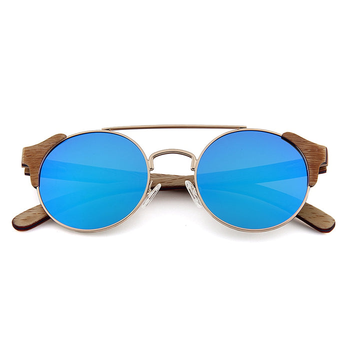 Men's Vintage Round 'David' Wooden Bamboo Sunglasses