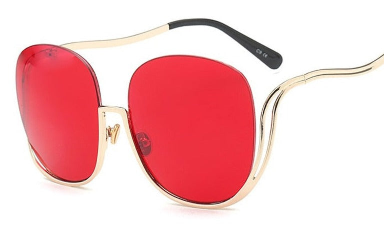 Women's Oversized Round Rimless 'Cathal ' Metal Sunglasses